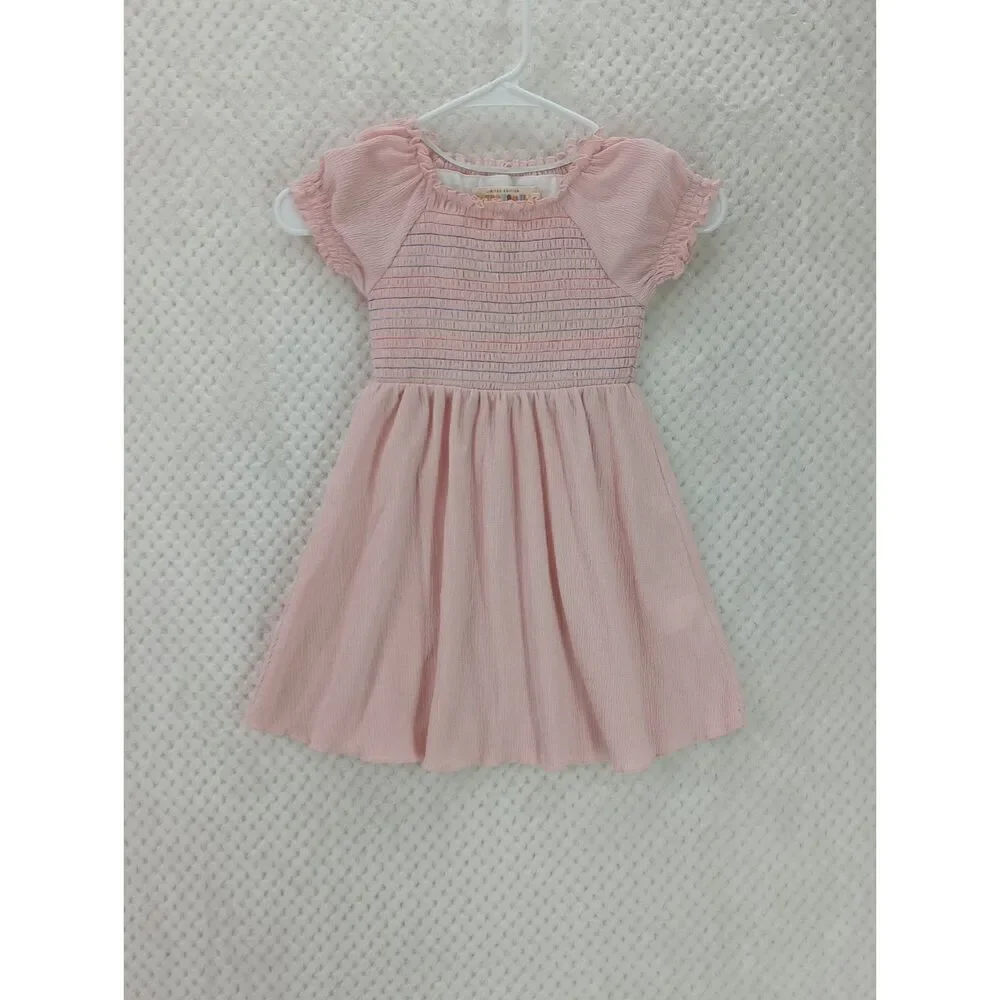 Dot Dot Smile Limited Edition Girls 3/4 Pink Smocked Party Dress